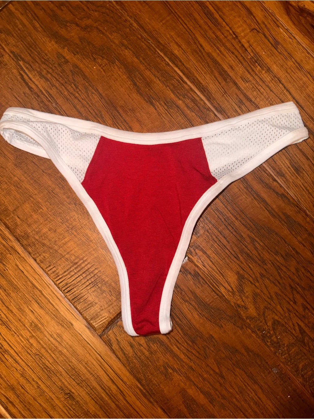 PINK Victoria's Secret Red and White Thong Panty